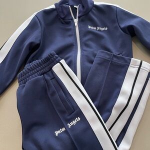 Palm Angels Kids Blue and White Jogger Set